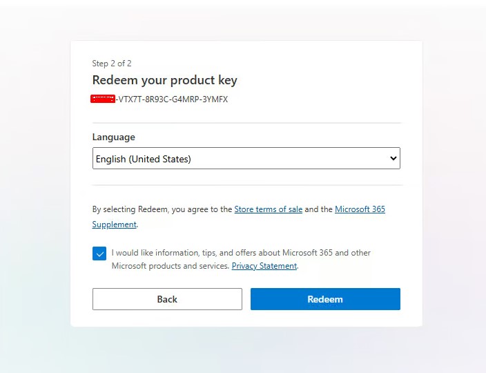 Redeem Product Key
