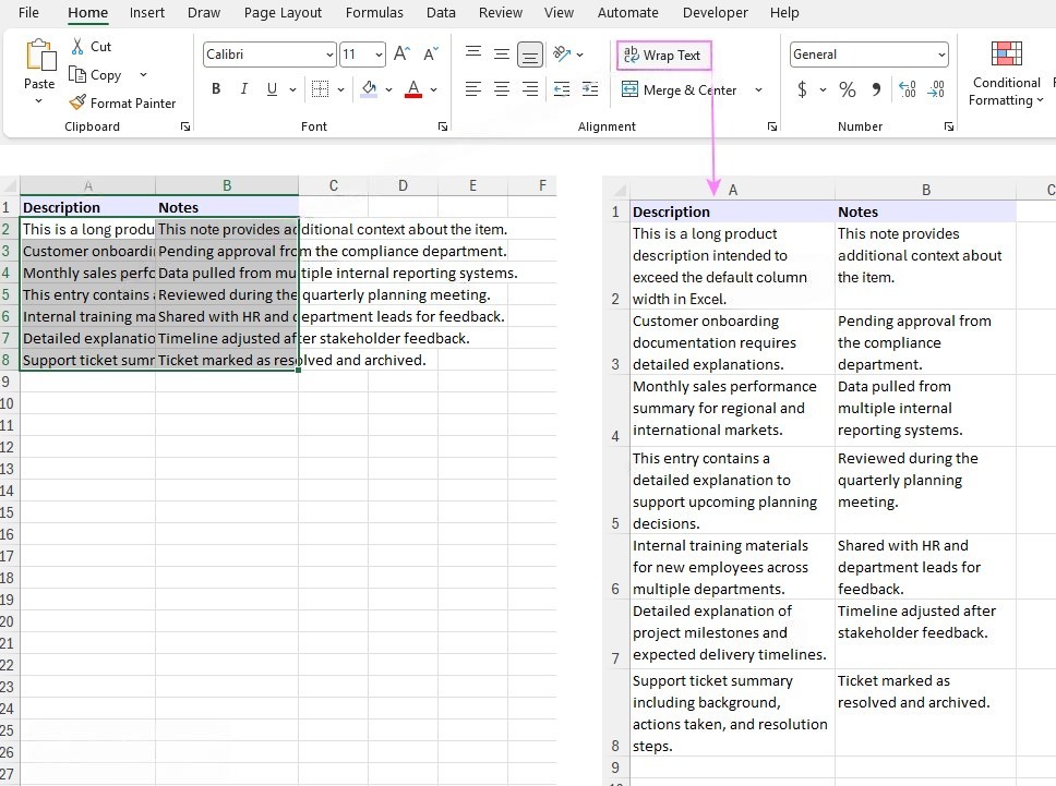 Excel cells expand - Nodekeys