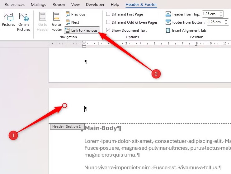 Unlink Sections