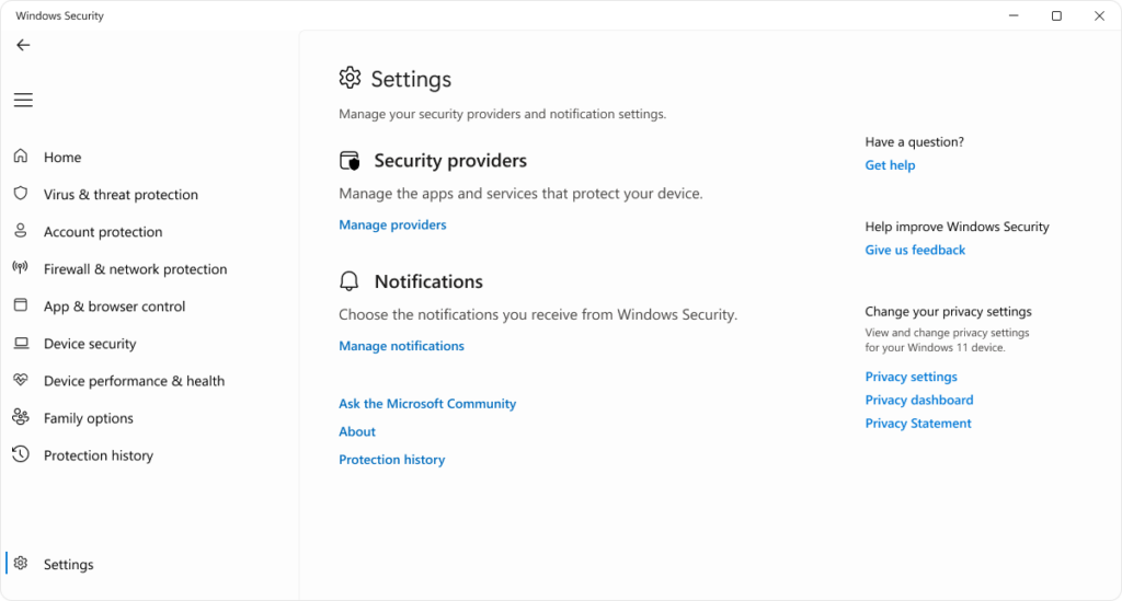Windows Security Settings-nodekeys