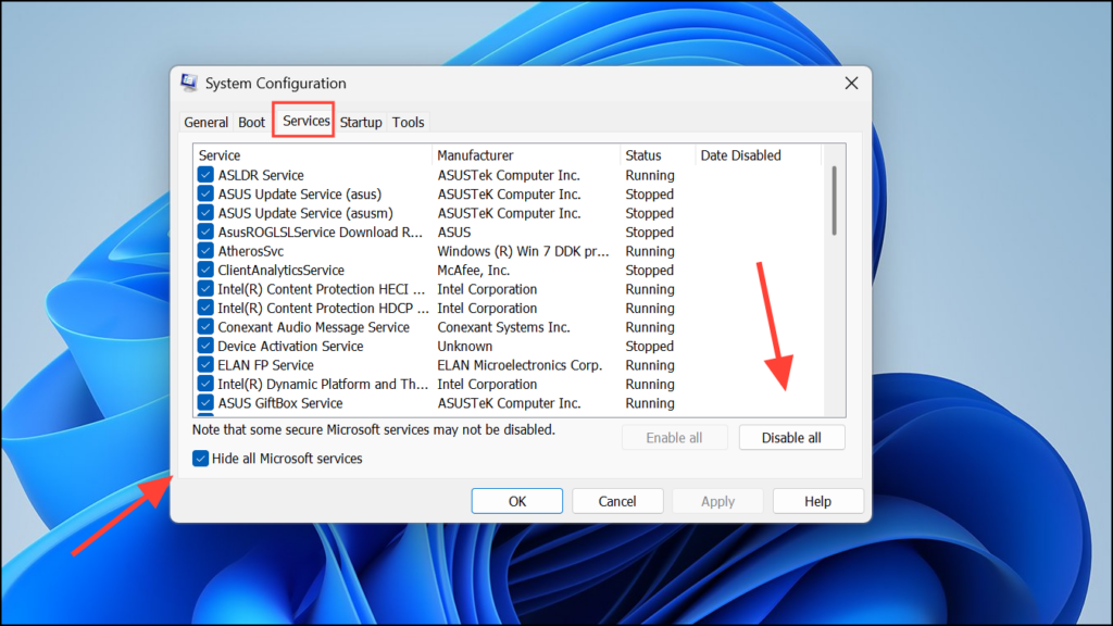 Disabling Critical Services