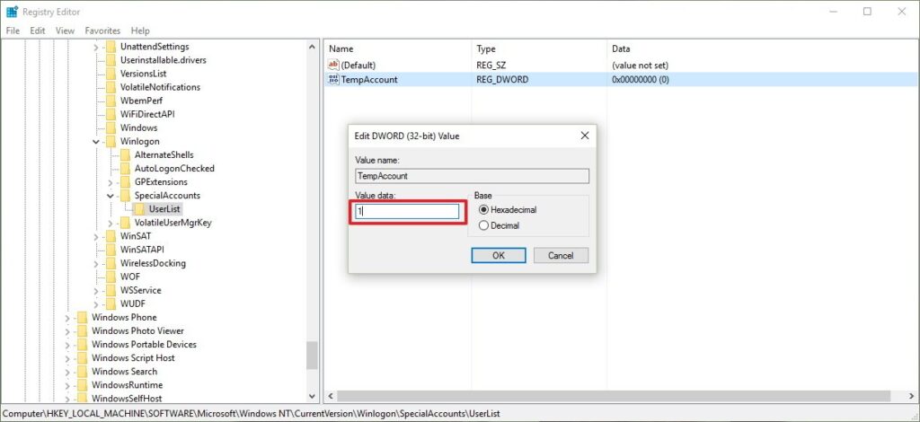 Hidden User Account Settings